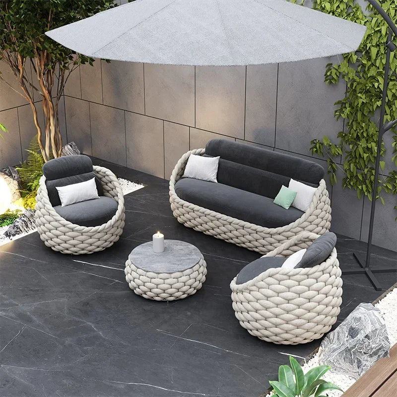 Ensemble de meubles d'extérieur en rotin élégant et durable avec design modulaire
