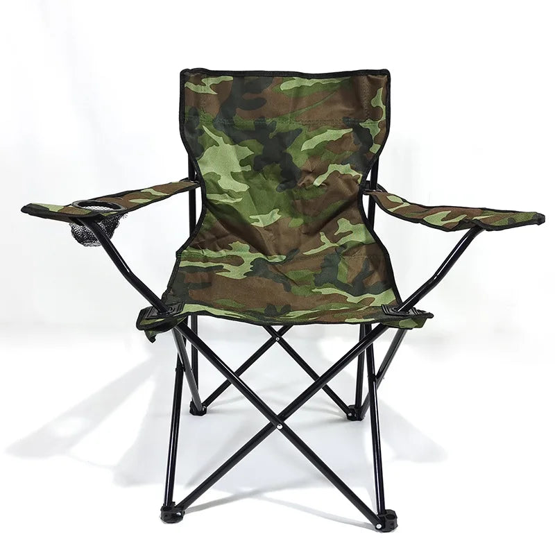 Chaise pliante d'extérieur en tissu Oxford 600D, idéale pour le camping, la pêche, la plage, le dessin, le camping, avec dossier et accoudoirs.