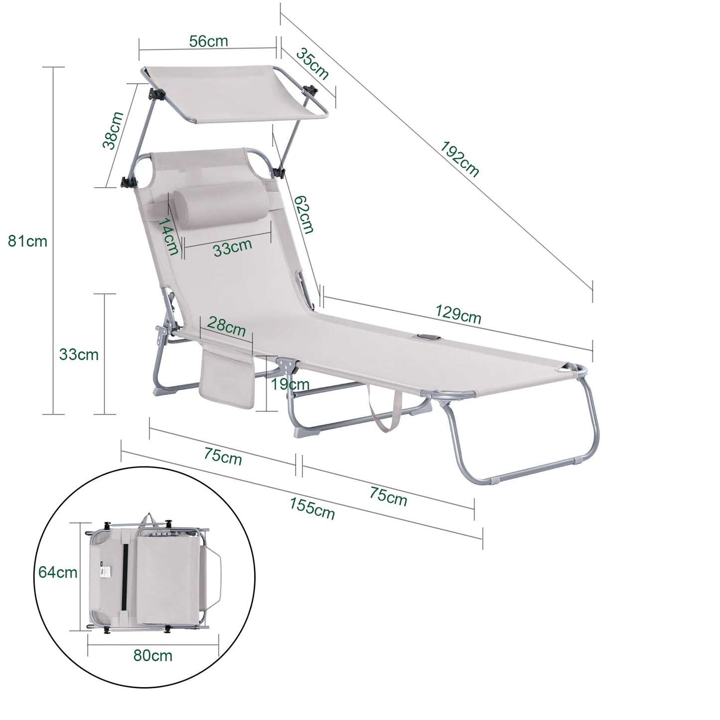 Chaise longue de jardin SoBuy OGS48-B Sideside bag Chaise longue de relaxation balançoire pour jardins, cours, plages, balcons