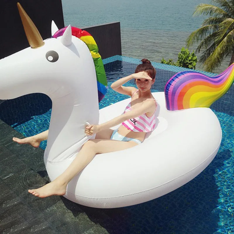 Bouée de natation gonflable licorne, matelas flottant, flotteur d'eau, lit de mer, fauteuil inclinable pour adultes et enfants, jouets de fête à la piscine