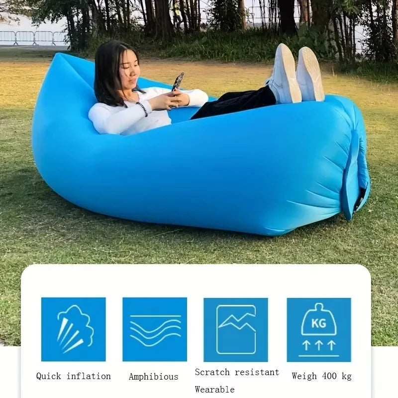 Canapé gonflable DIZETION, sac de couchage portable pour camping, festival de musique, inclinable