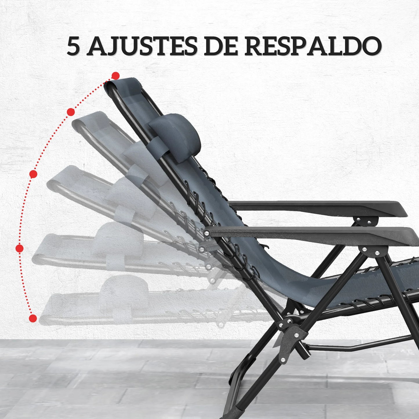 Ensemble de 2 chaises longues de jardin d'extérieur avec accoudoir et table d'appoint