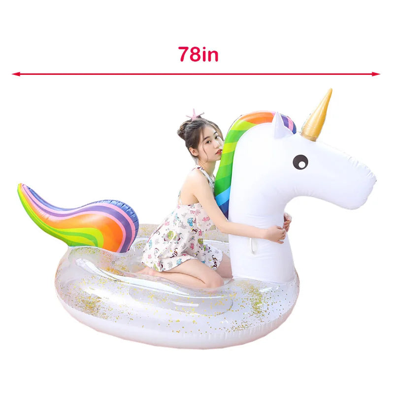 Bouée de natation gonflable licorne, matelas flottant, flotteur d'eau, lit de mer, fauteuil inclinable pour adultes et enfants, jouets de fête à la piscine