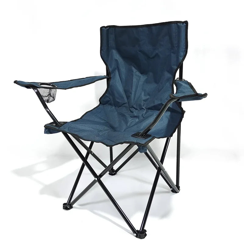 Chaise pliante d'extérieur en tissu Oxford 600D, idéale pour le camping, la pêche, la plage, le dessin, le camping, avec dossier et accoudoirs.