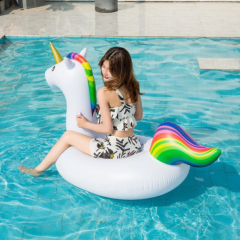 Bouée de natation gonflable licorne, matelas flottant, flotteur d'eau, lit de mer, fauteuil inclinable pour adultes et enfants, jouets de fête à la piscine