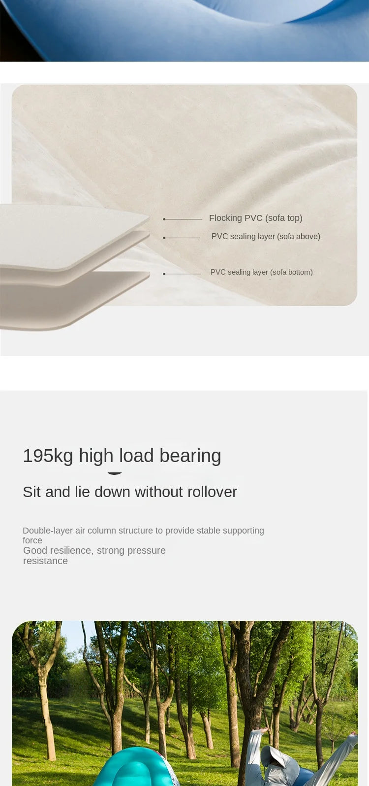 Canapé gonflable d'extérieur DZ, chaise portable pour camping, célébrité Internet, canapé paresseux en peluche épaisse, chambre à coucher, loisirs à domicile, lit pliant 2025