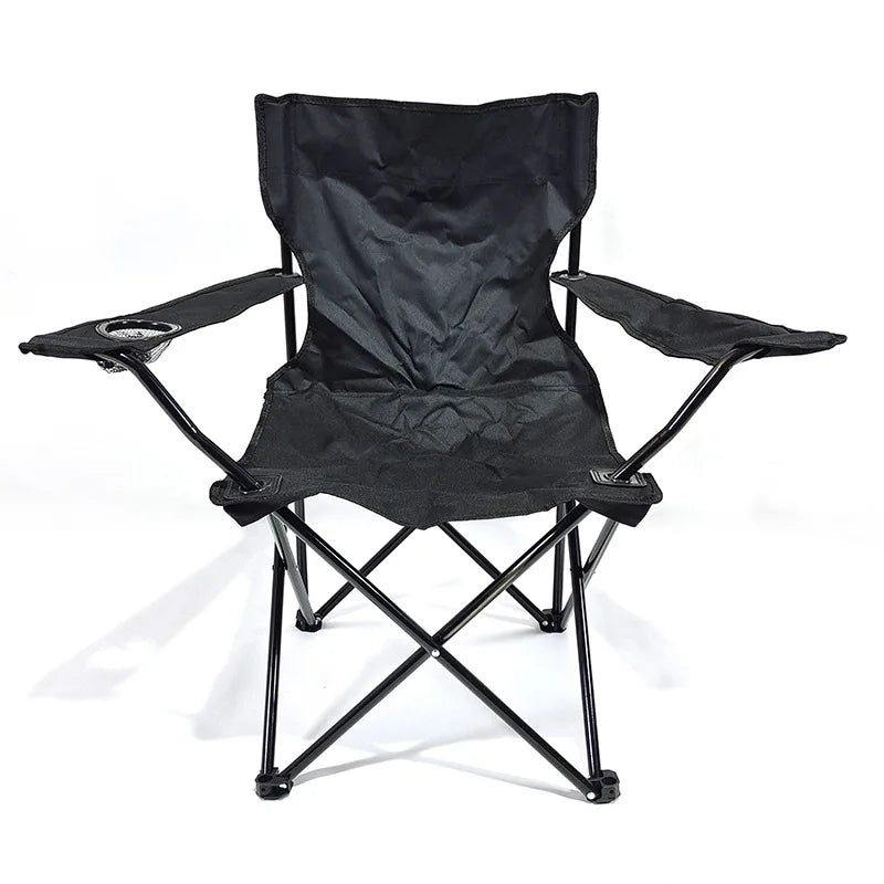 Chaise pliante d'extérieur en tissu Oxford 600D, idéale pour le camping, la pêche, la plage, le dessin, le camping, avec dossier et accoudoirs.