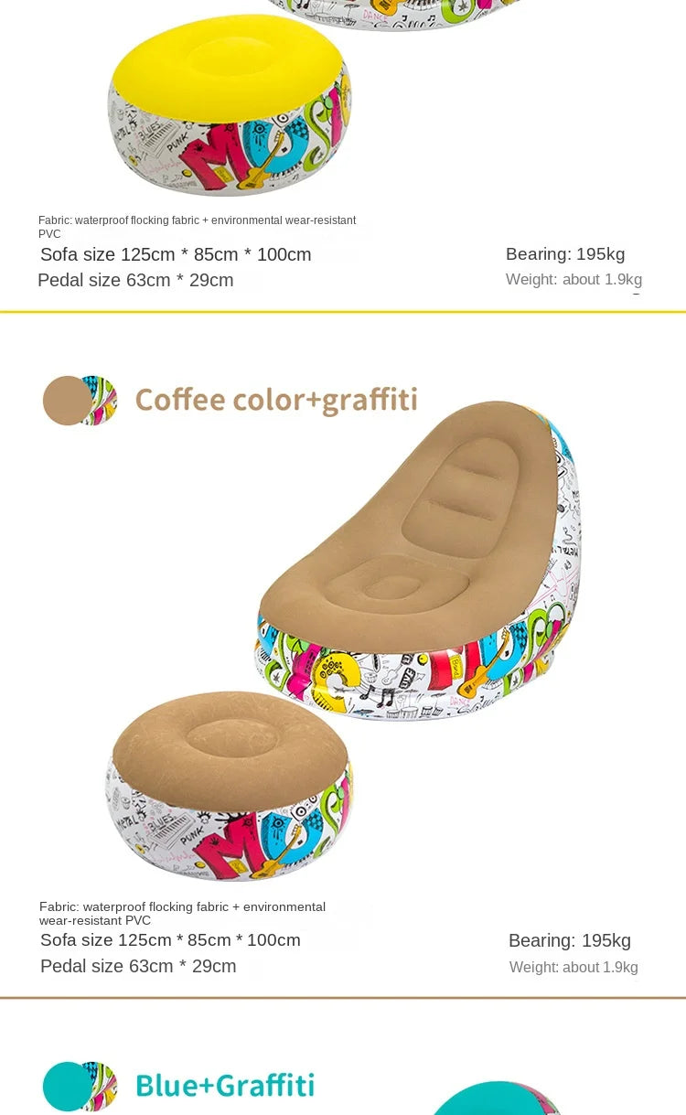 Canapé gonflable d'extérieur DZ, chaise portable pour camping, célébrité Internet, canapé paresseux en peluche épaisse, chambre à coucher, loisirs à domicile, lit pliant 2025