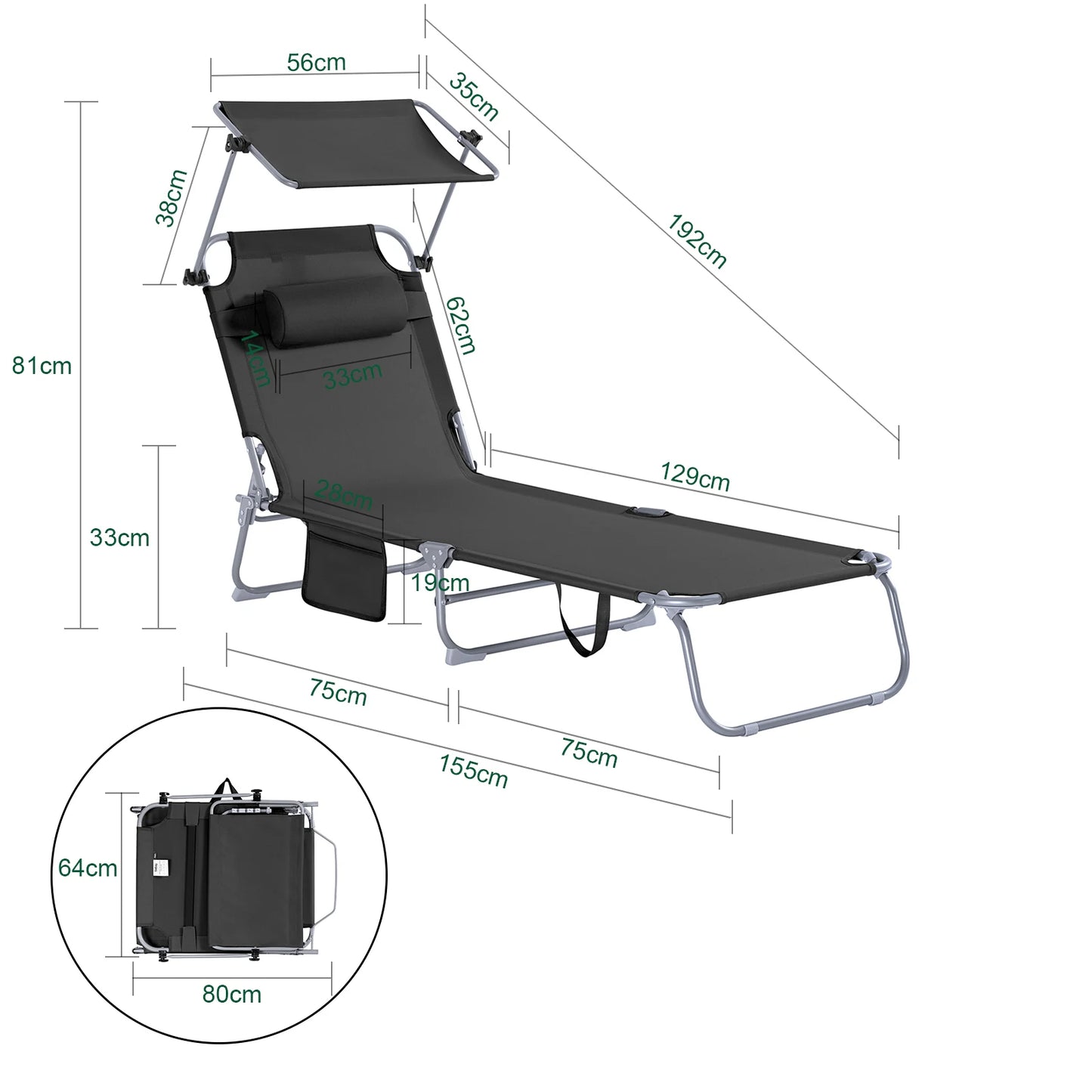 Chaise longue de jardin SoBuy OGS48-B Sideside bag Chaise longue de relaxation balançoire pour jardins, cours, plages, balcons