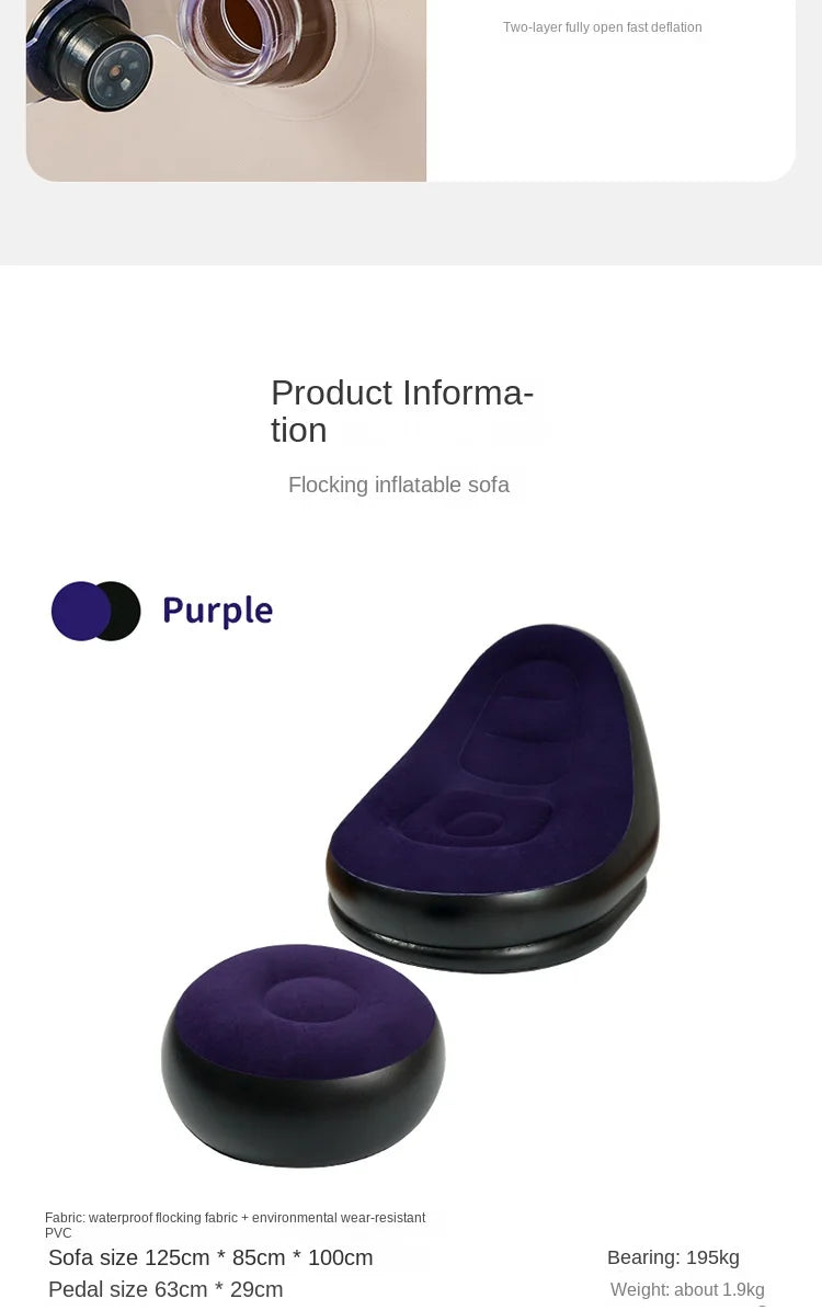 Canapé gonflable d'extérieur DZ, chaise portable pour camping, célébrité Internet, canapé paresseux en peluche épaisse, chambre à coucher, loisirs à domicile, lit pliant 2025