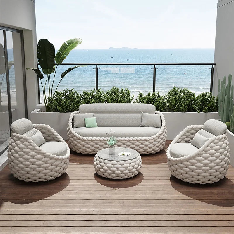 Ensemble de meubles d'extérieur en rotin élégant et durable avec design modulaire