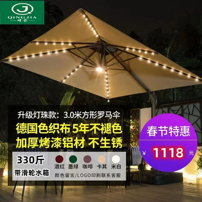 Parasol de jardin grand parasol de plage patio pique-nique à motifs patio extérieur avec base solaire à lumière LED vente en gros dropshipping