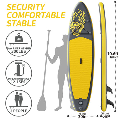 Planche de stand up paddle gonflable ultra-légère pour tous niveaux avec accessoires (sans pompe), pagaie, ailerons et kit de réparation