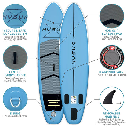 Planche de stand up paddle gonflable ultra-légère pour tous niveaux avec accessoires (sans pompe), pagaie, ailerons et kit de réparation