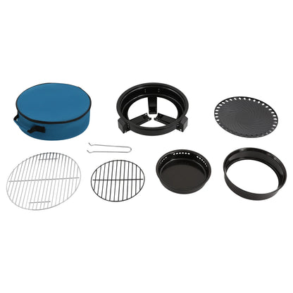 Barbecue à charbon portable pliable à 3 pieds de 35,5 cm avec filet et bac à cendres pour camping, pique-nique et fêtes