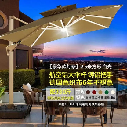 Parasol de jardin grand parasol de plage patio pique-nique à motifs patio extérieur avec base solaire à lumière LED vente en gros dropshipping