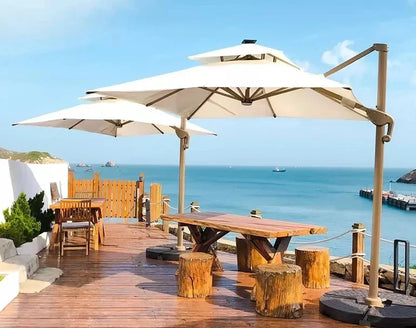 Parasol de jardin grand parasol de plage patio pique-nique à motifs patio extérieur avec base solaire à lumière LED vente en gros dropshipping
