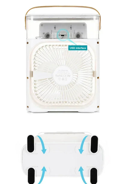 Nouveau ventilateur 3 en 1, climatiseur domestique, petit refroidisseur d'air, veilleuse LED, humidificateur portable, réglage de l'air, ventilateur de bureau et de maison