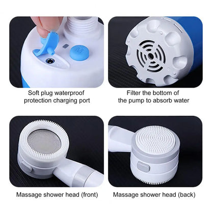 Douche de camping portable, pompe de douche d'extérieur, pompe de douche électrique rechargeable avec affichage numérique intelligent