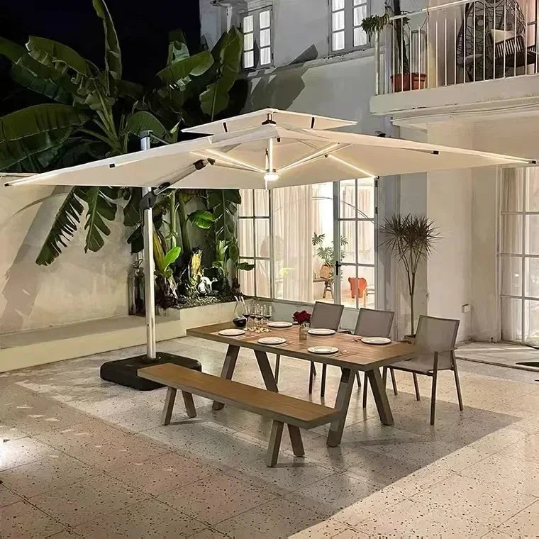 Parasol de jardin grand parasol de plage patio pique-nique à motifs patio extérieur avec base solaire à lumière LED vente en gros dropshipping