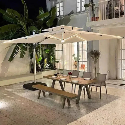 Parasol de jardin grand parasol de plage patio pique-nique à motifs patio extérieur avec base solaire à lumière LED vente en gros dropshipping