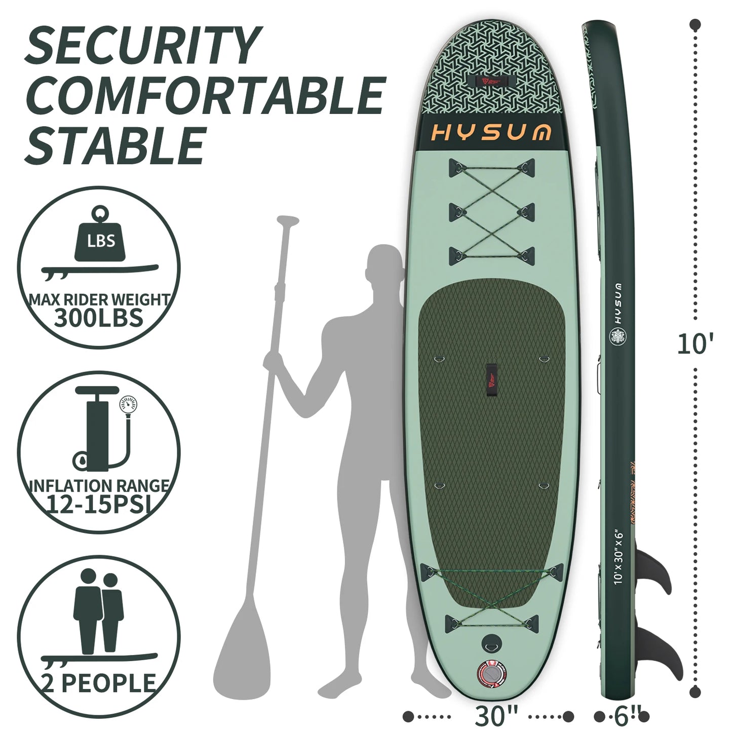 Planche de stand up paddle gonflable ultra-légère pour tous niveaux avec accessoires (sans pompe), pagaie, ailerons et kit de réparation