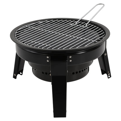 Barbecue à charbon portable pliable à 3 pieds de 35,5 cm avec filet et bac à cendres pour camping, pique-nique et fêtes
