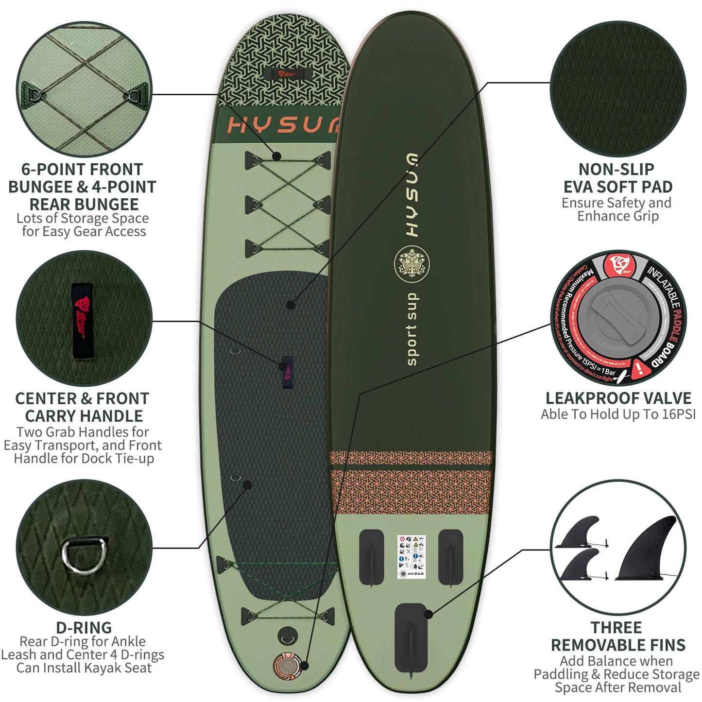Planche de stand up paddle gonflable ultra-légère pour tous niveaux avec accessoires (sans pompe), pagaie, ailerons et kit de réparation