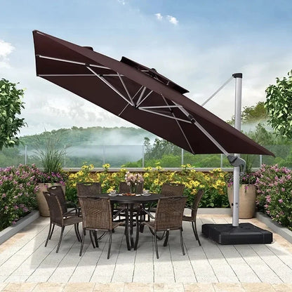 Parasol de jardin grand parasol de plage patio pique-nique à motifs patio extérieur avec base solaire à lumière LED vente en gros dropshipping