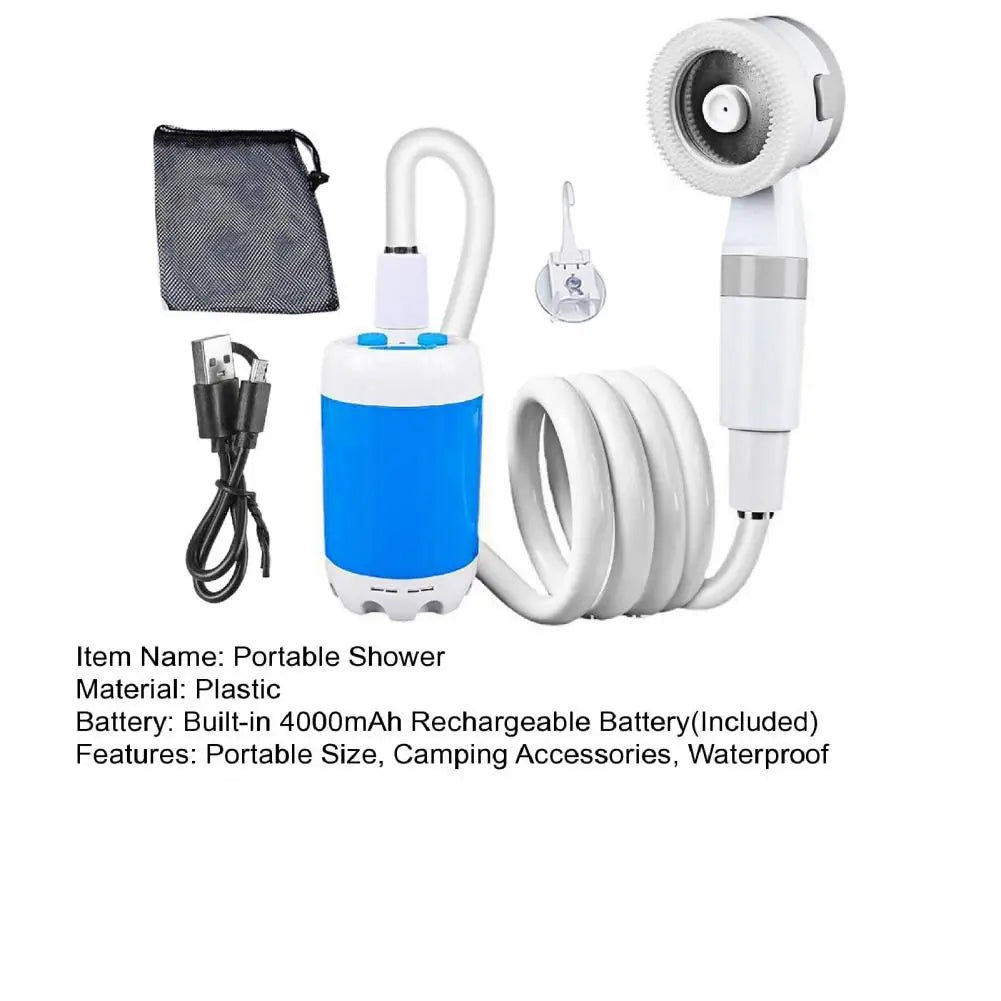 Douche de camping portable, pompe de douche d'extérieur, pompe de douche électrique rechargeable avec affichage numérique intelligent