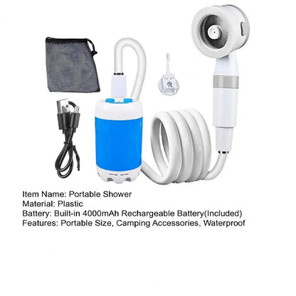 Douche de camping portable, pompe de douche d'extérieur, pompe de douche électrique rechargeable avec affichage numérique intelligent