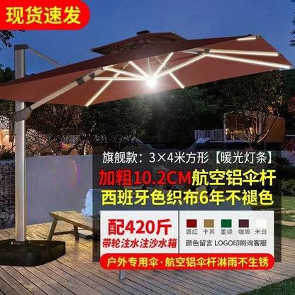 Parasol de jardin grand parasol de plage patio pique-nique à motifs patio extérieur avec base solaire à lumière LED vente en gros dropshipping