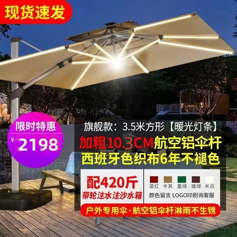 Parasol de jardin grand parasol de plage patio pique-nique à motifs patio extérieur avec base solaire à lumière LED vente en gros dropshipping