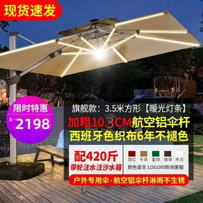 Parasol de jardin grand parasol de plage patio pique-nique à motifs patio extérieur avec base solaire à lumière LED vente en gros dropshipping