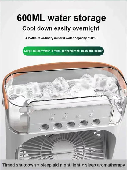 Nouveau ventilateur 3 en 1, climatiseur domestique, petit refroidisseur d'air, veilleuse LED, humidificateur portable, réglage de l'air, ventilateur de bureau et de maison