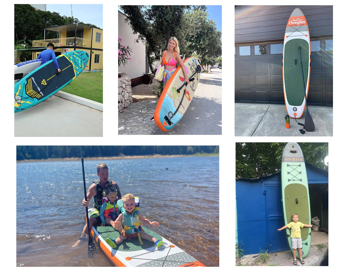 Planche de stand up paddle gonflable ultra-légère pour tous niveaux avec accessoires (sans pompe), pagaie, ailerons et kit de réparation