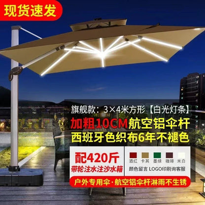 Parasol de jardin grand parasol de plage patio pique-nique à motifs patio extérieur avec base solaire à lumière LED vente en gros dropshipping