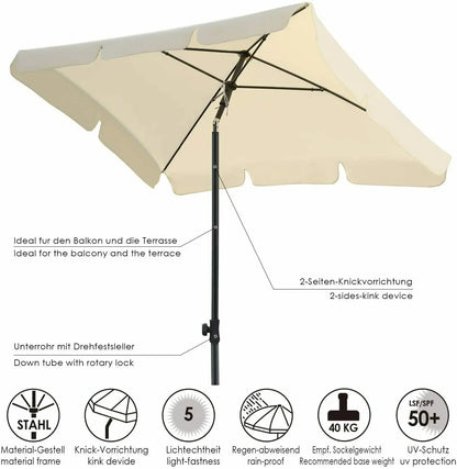 Parasol rectangulaire pliable, protection UV, pour terrasse, maison, marché, extérieur, imperméable .