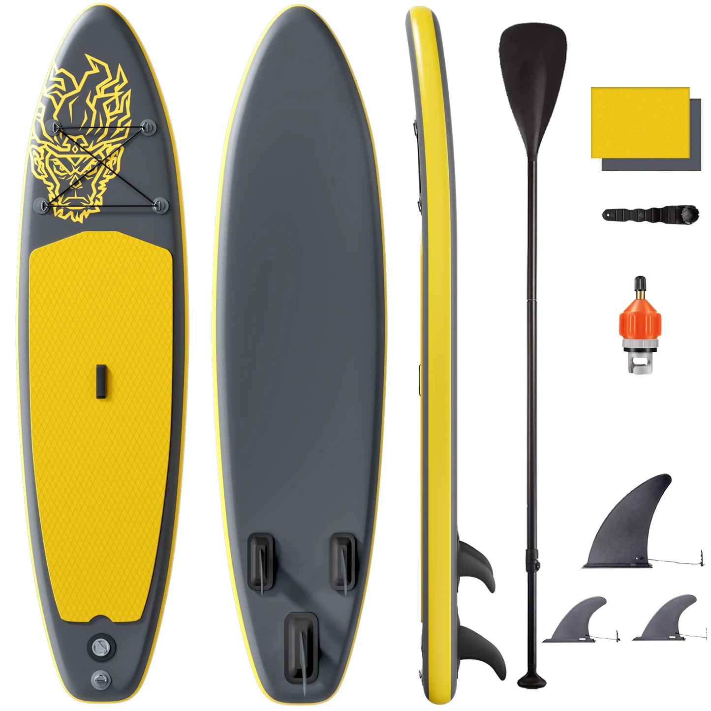 Planche de stand up paddle gonflable ultra-légère pour tous niveaux avec accessoires (sans pompe), pagaie, ailerons et kit de réparation