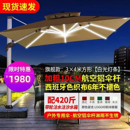 Parasol de jardin grand parasol de plage patio pique-nique à motifs patio extérieur avec base solaire à lumière LED vente en gros dropshipping