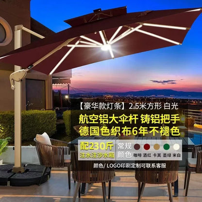 Parasol de jardin grand parasol de plage patio pique-nique à motifs patio extérieur avec base solaire à lumière LED vente en gros dropshipping
