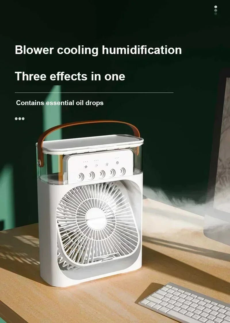 Nouveau ventilateur 3 en 1, climatiseur domestique, petit refroidisseur d'air, veilleuse LED, humidificateur portable, réglage de l'air, ventilateur de bureau et de maison