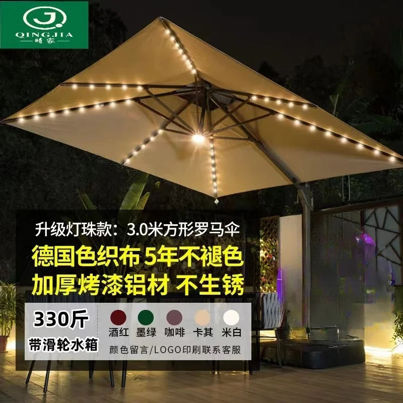 Parasol de jardin grand parasol de plage patio pique-nique à motifs patio extérieur avec base solaire à lumière LED vente en gros dropshipping