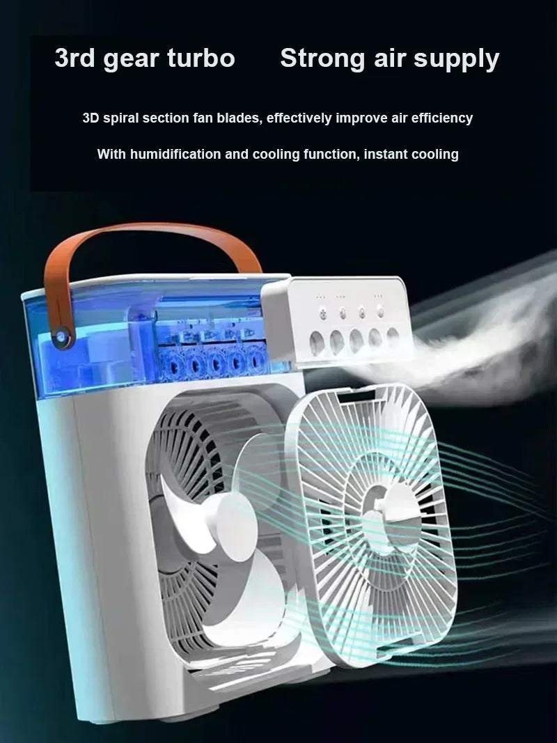 Nouveau ventilateur 3 en 1, climatiseur domestique, petit refroidisseur d'air, veilleuse LED, humidificateur portable, réglage de l'air, ventilateur de bureau et de maison