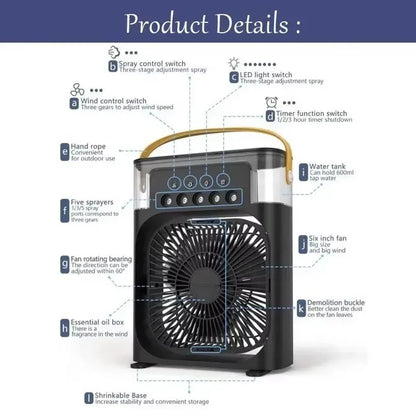 Nouveau ventilateur 3 en 1, climatiseur domestique, petit refroidisseur d'air, veilleuse LED, humidificateur portable, réglage de l'air, ventilateur de bureau et de maison