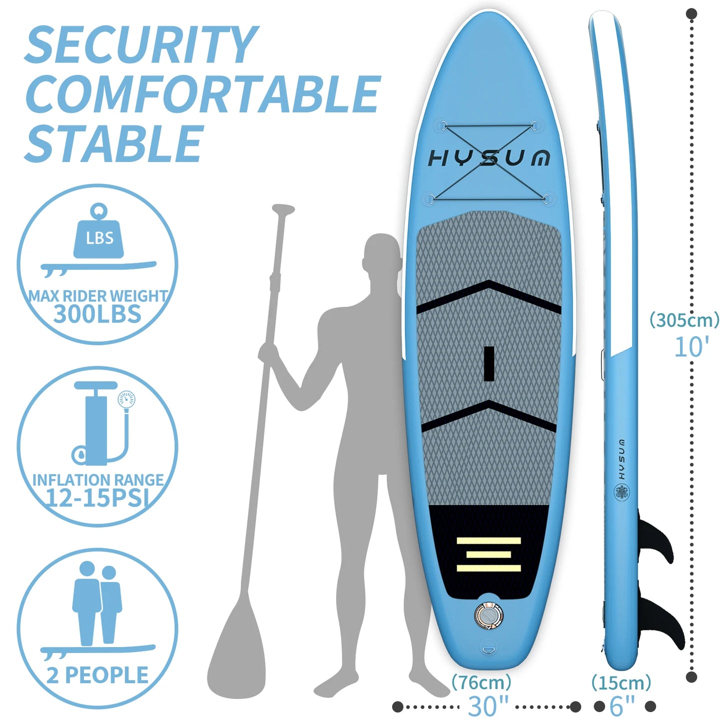 Planche de stand up paddle gonflable ultra-légère pour tous niveaux avec accessoires (sans pompe), pagaie, ailerons et kit de réparation