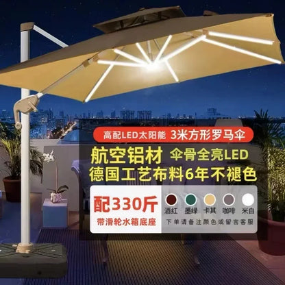 Parasol de jardin grand parasol de plage patio pique-nique à motifs patio extérieur avec base solaire à lumière LED vente en gros dropshipping