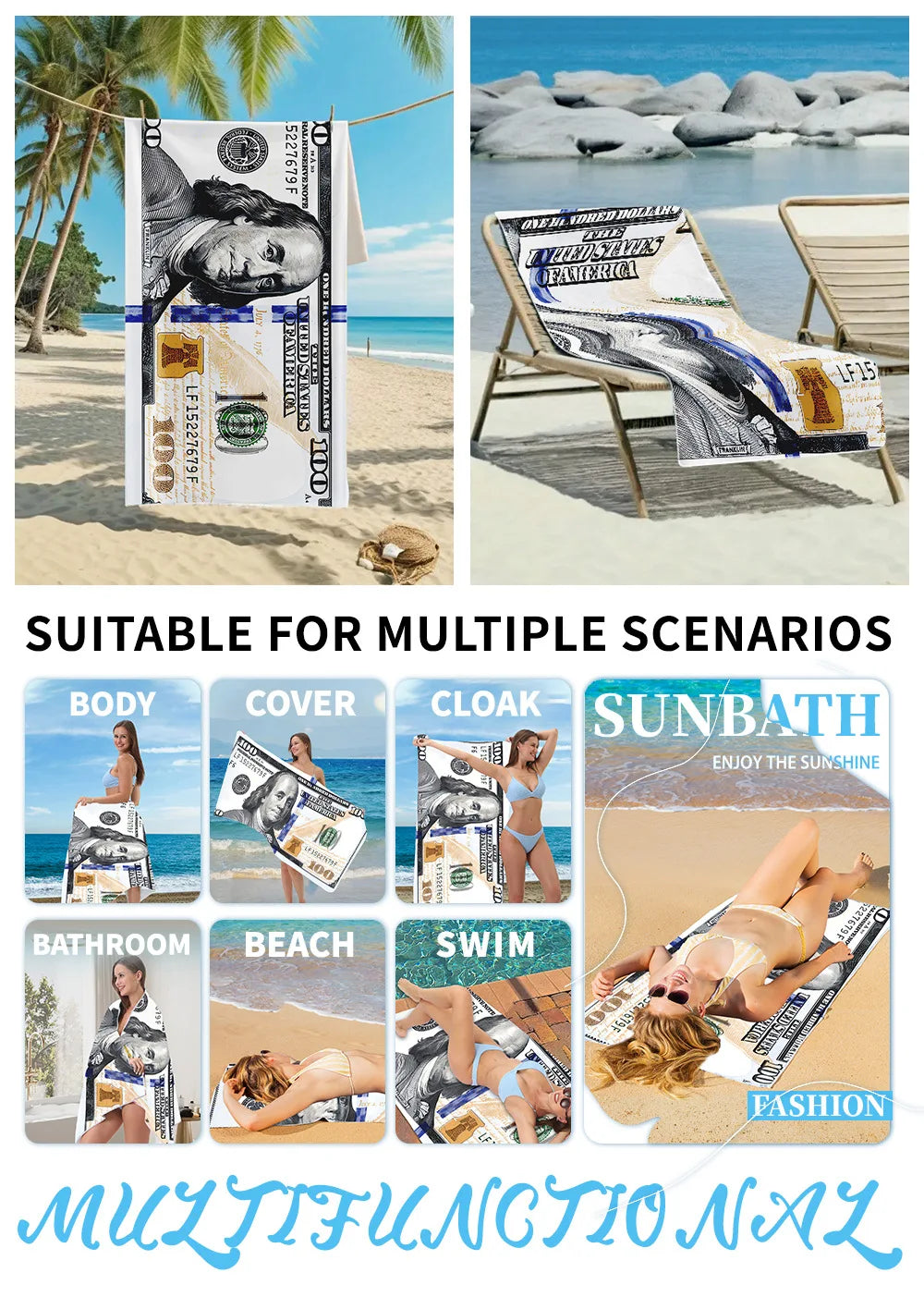 Serviettes en microfibre à séchage rapide, grande taille, serviette de plage, tapis de bain, natation, mer rafraîchissante, sans sable, pour adultes, plages, absorbantes, géantes