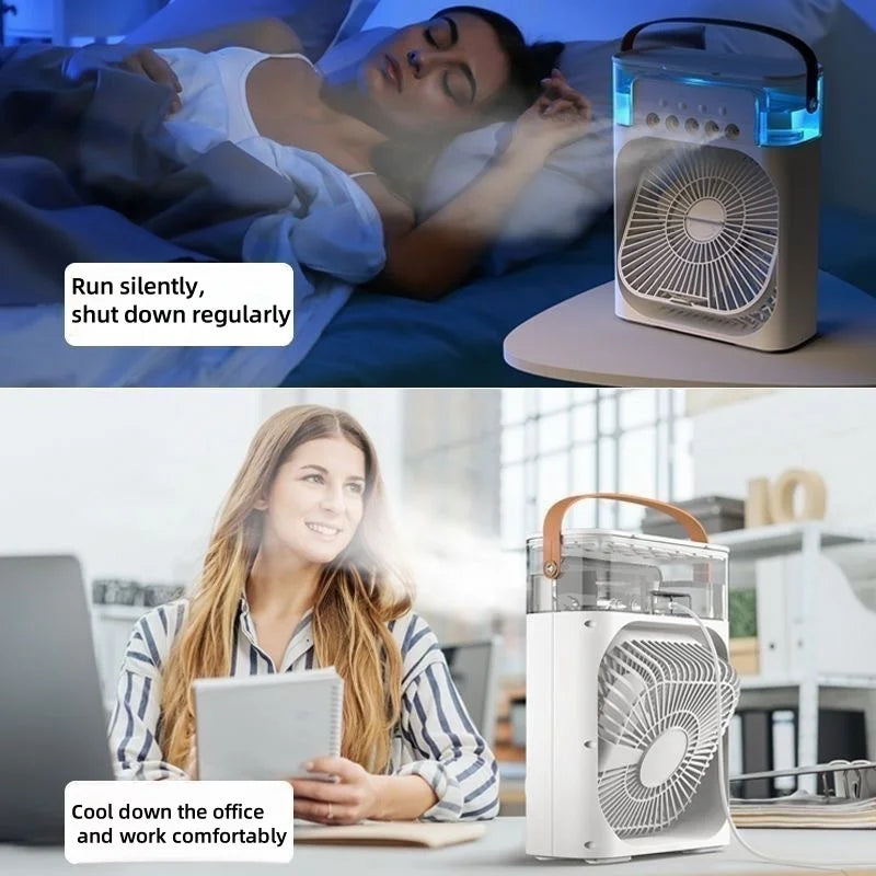 Nouveau ventilateur 3 en 1, climatiseur domestique, petit refroidisseur d'air, veilleuse LED, humidificateur portable, réglage de l'air, ventilateur de bureau et de maison
